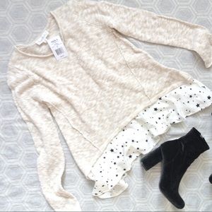 Women's Long Sleeve Layered Sweater Shirt